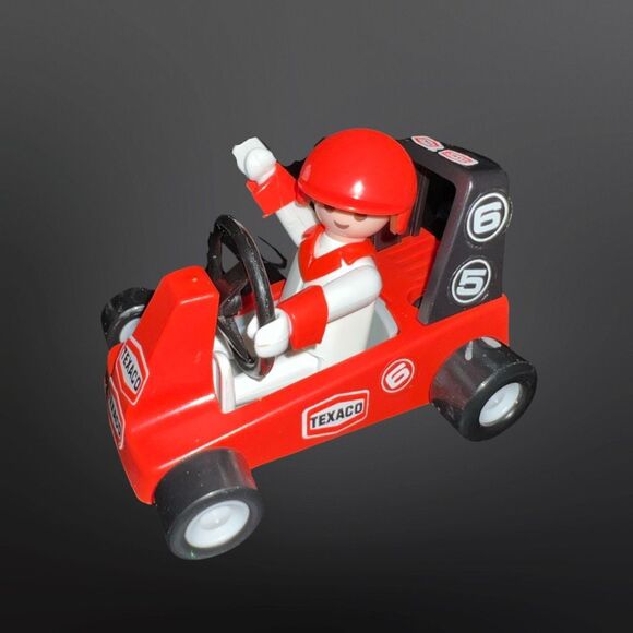 Vintage Playmobil System 3575 Old Kart Driver Red Car Karting Race Circuit B7 - Picture 2 of 5